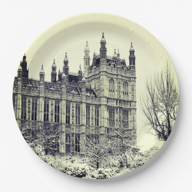 Plato De Papel Westminster, el parlamento, invierno Londres - (Anverso)