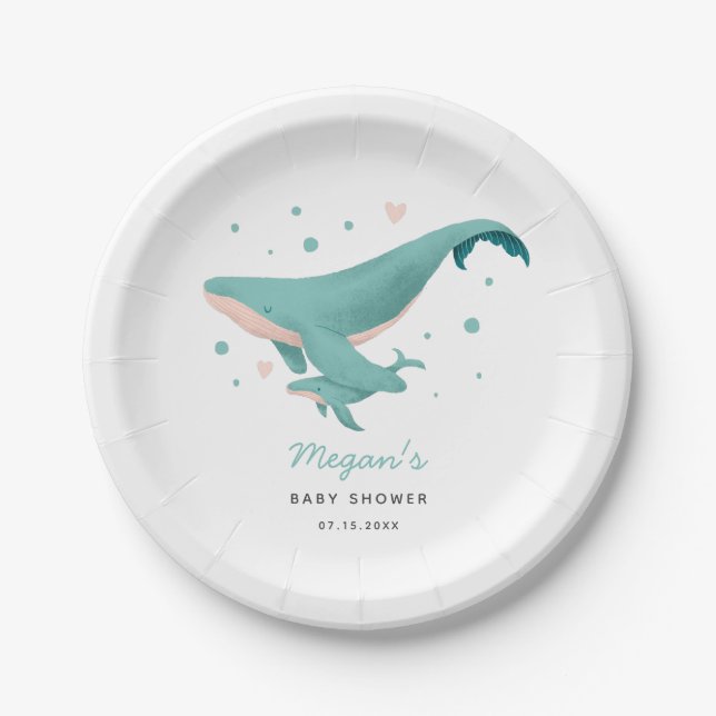 Plato De Papel Whale Boy Baby Shower (Anverso)