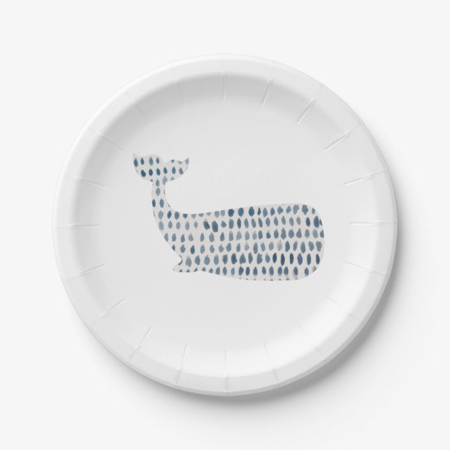 Plato De Papel Whale Ocean Pebbles Sea Glass (Anverso)
