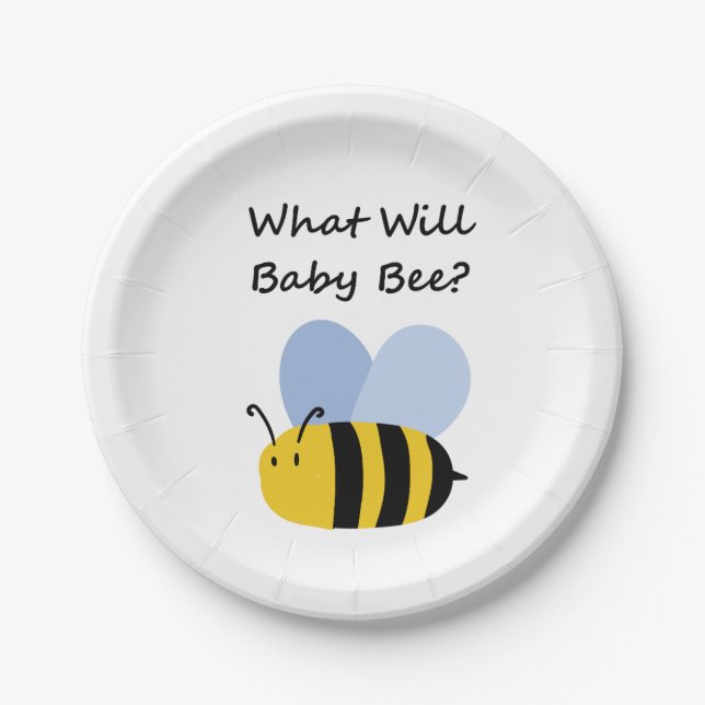 Plato De Papel What Will Baby Bee gender reveal party (Anverso)