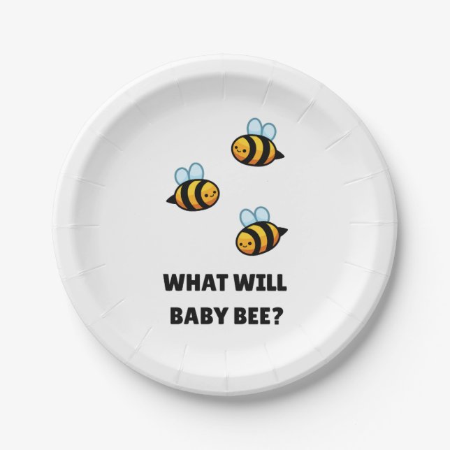 Plato De Papel What Will Baby Bee gender reveal party (Anverso)