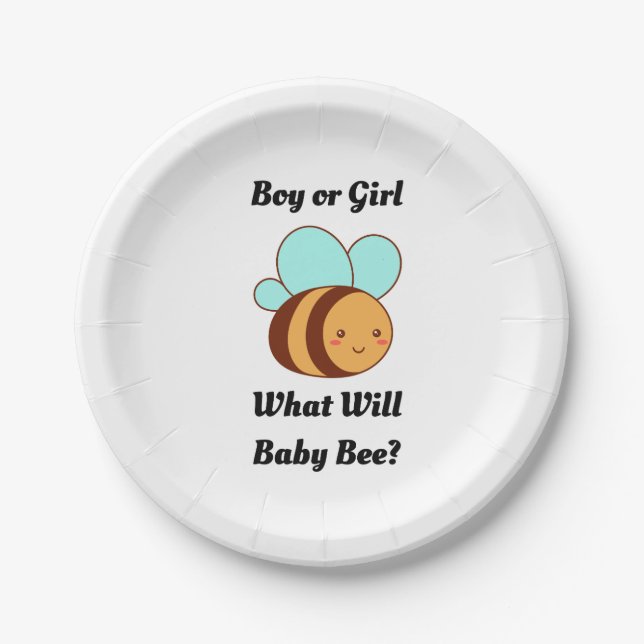 Plato De Papel What Will Baby Bee gender reveal party (Anverso)