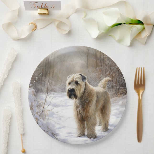 Plato De Papel Wheaten Terrier Let It Snow Navidades (Boda)