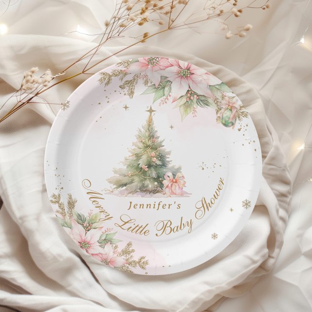 Plato De Papel Whimerry Pequeña ducha Bebé Oro rosa (Subido por el creador)
