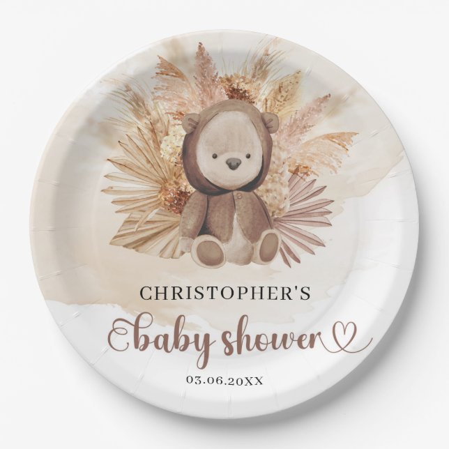 Plato De Papel Whimmys baby bear pampas pasto neutro (Anverso)