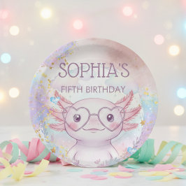 Plato De Papel Whimsical axolotl kids birthday