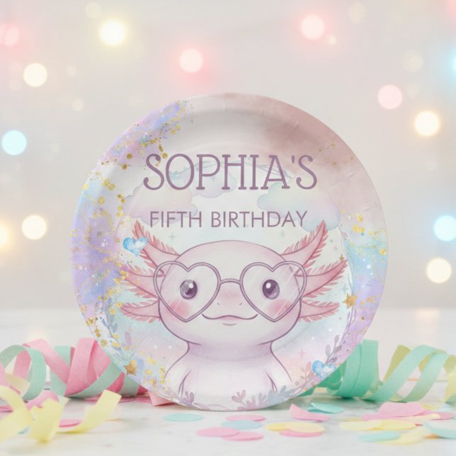 Plato De Papel Whimsical axolotl kids birthday (Subido por el creador)