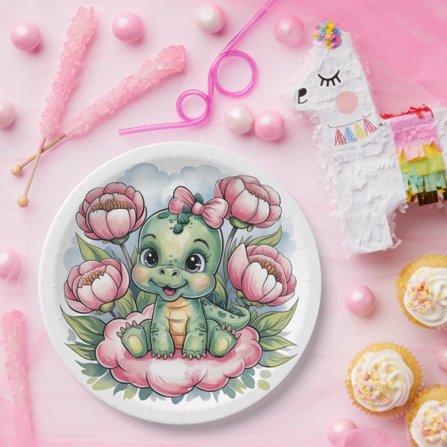 Plato De Papel Whimsical Baby Shower Dino Delight (Fiesta)