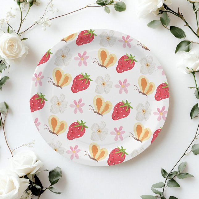 Plato De Papel Whimsical Berry Sweet Strawberry Baby Ducha (Subido por el creador)