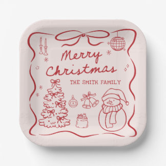 Plato De Papel Whimsical Bow Christmas Party Paper Plates