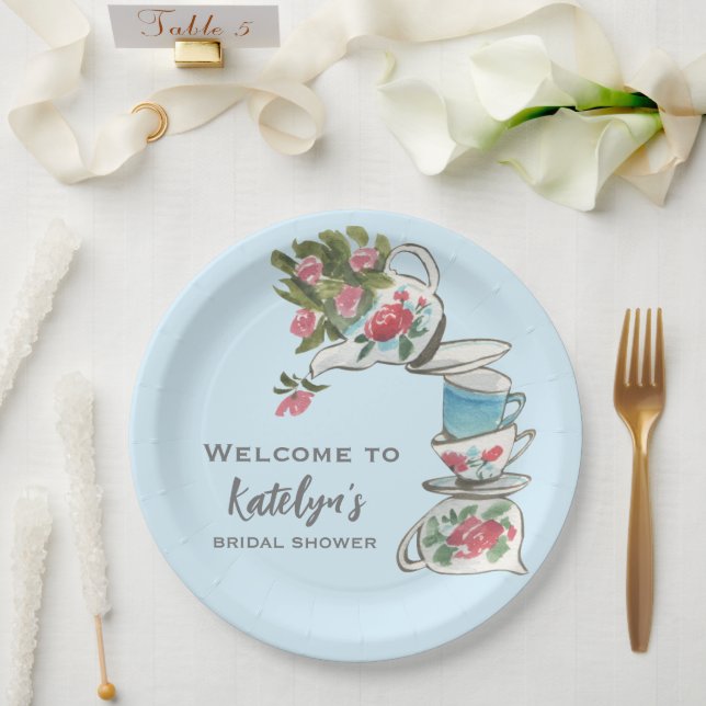 Plato De Papel Whimsical Bridal Shower Tea Fiesta (Boda)