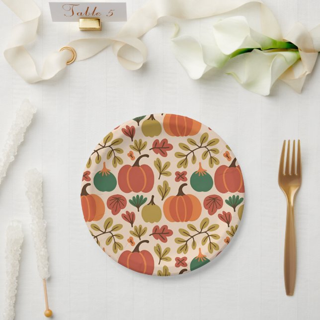 Plato De Papel Whimsical Call Fall Halloween Calabaza Seamle (Boda)