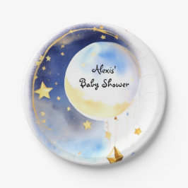 Plato De Papel Whimsical Celestial Watercolor Baby Shower