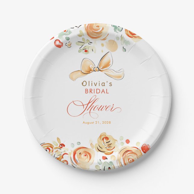 Plato De Papel Whimsical Chic Elegant Fall Bridal Shower (Anverso)