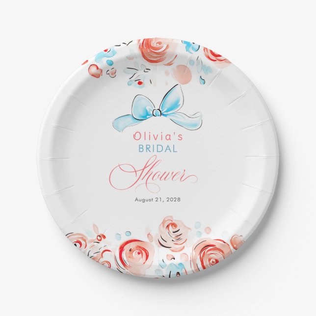 Plato De Papel Whimsical Chic Elegant Hand Drawn Bridal Shower (Anverso)