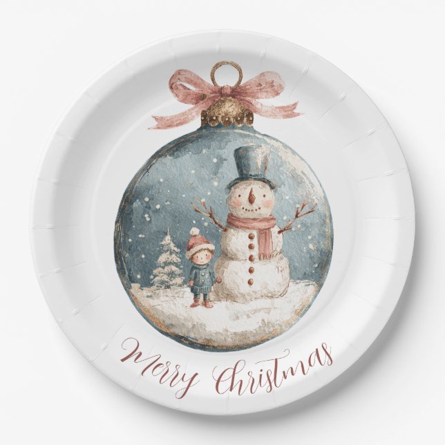 Plato De Papel Whimsical Christmas Ornament Paper Plates (Anverso)
