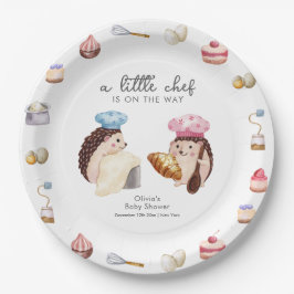 Plato De Papel Whimsical Cute Hedgehog Chef Baker Baby Shower 