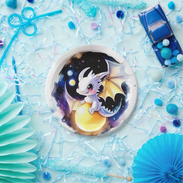 Plato De Papel Whimsical Dragon Baby Shower (Fiesta)