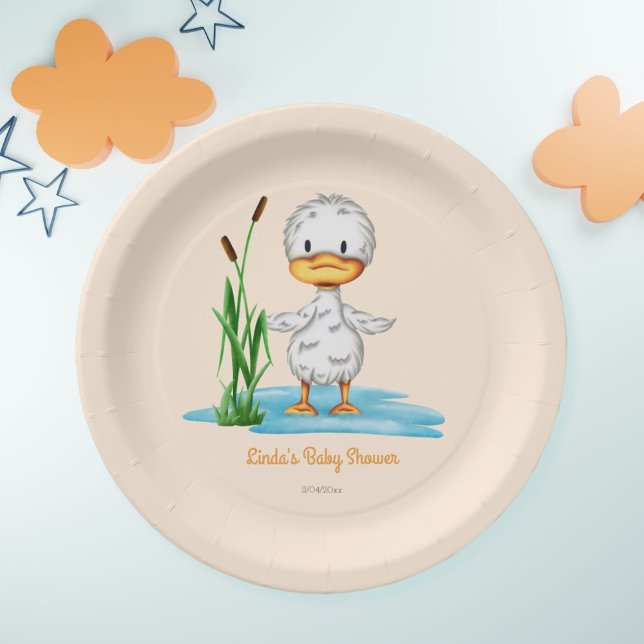 Plato De Papel Whimsical Duckling Baby Shower (Subido por el creador)