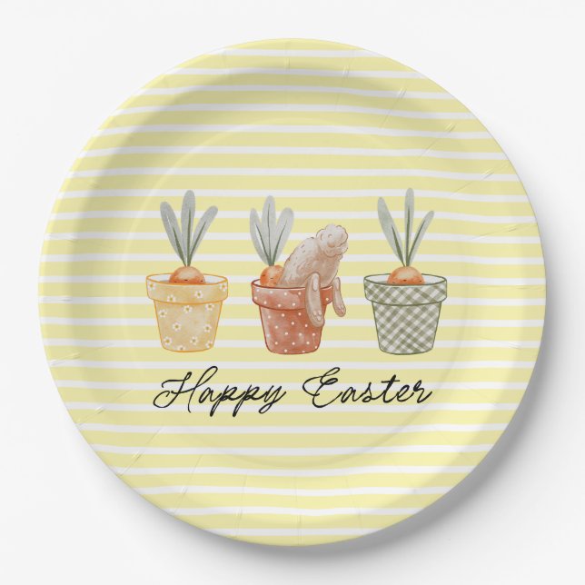 Plato De Papel Whimsical Easter Bunny (Anverso)