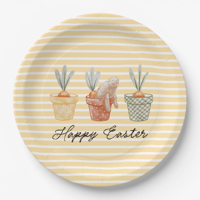 Plato De Papel Whimsical Easter Bunny (Anverso)