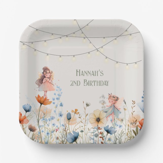 Plato De Papel Whimsical Fairy Garden Magic Birday (Anverso)