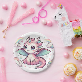 Plato De Papel Whimsical Fairytale Dragon Baby Shower