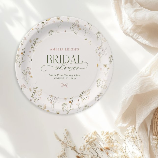 Plato De Papel Whimsical Fairytale Garden & Bows Bridal Shower (Subido por el creador)