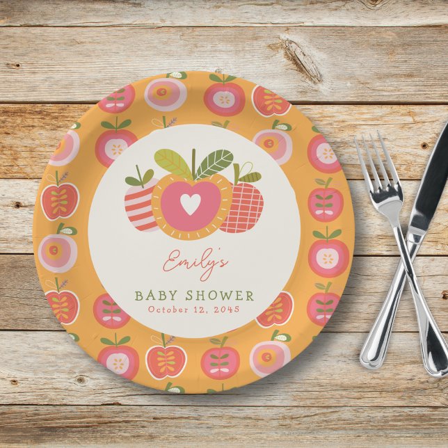 Plato De Papel Whimsical Fall Tema de Apple Naranja Baby Shower (Subido por el creador)