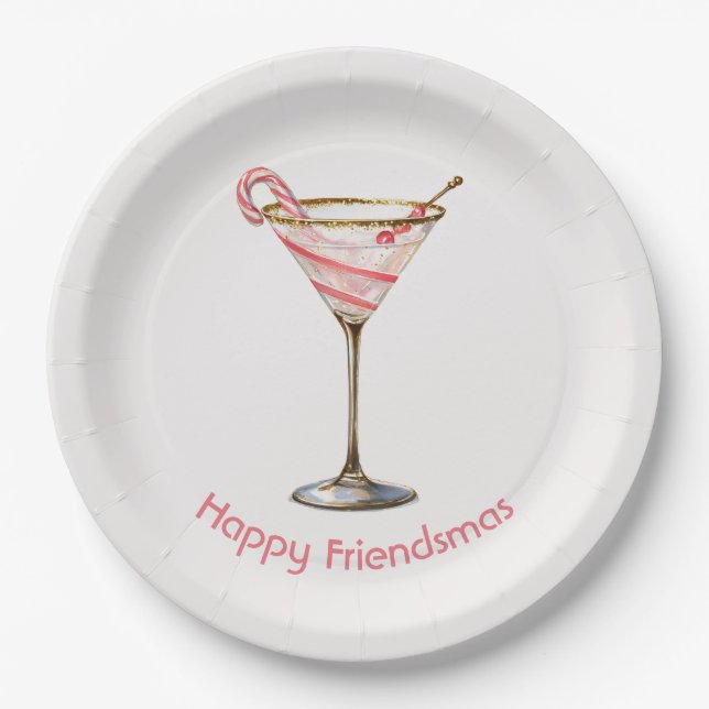 Plato De Papel Whimsical Festive Martini Glass Paper Plates (Anverso)
