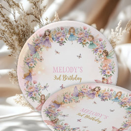 Plato De Papel Whimsical flower fairy garden 3rd birthday 