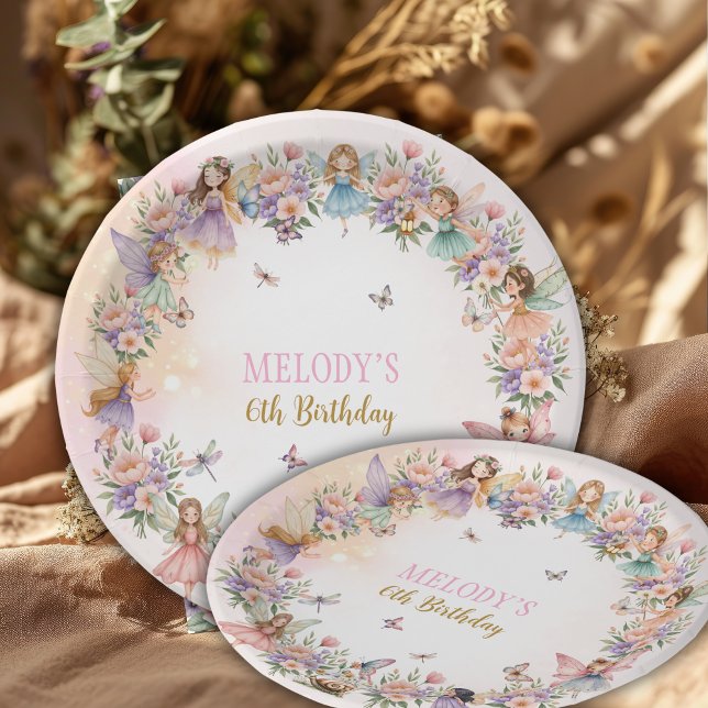 Plato De Papel Whimsical flower fairy garden 6th birthday  (Subido por el creador)