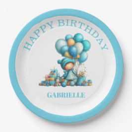 Plato De Papel Whimsical Fun Teal Birthday 