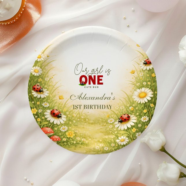 Plato De Papel Whimsical Garden Lady Bug 1st Birthday (Subido por el creador)