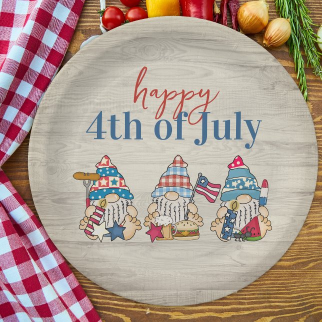 Plato De Papel Whimsical Gnomes BBQ Farmhouse 4 De Julio Fiesta (Subido por el creador)
