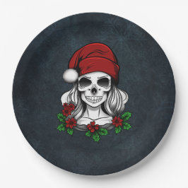 Plato De Papel Whimsical Gothic Santa Skull Navidades