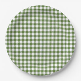 Plato De Papel Whimsical Green Gingham
