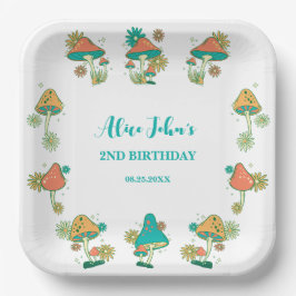 Plato De Papel Whimsical Groovy Psychedelle Cumpleaños