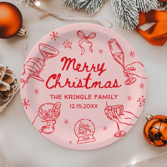 Plato De Papel Whimsical Hand Drawn Christmas Party  (Subido por el creador)