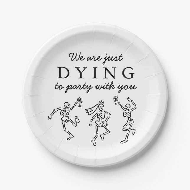 Plato De Papel Whimsical Hand Drawn Skeletons Halloween Party (Anverso)