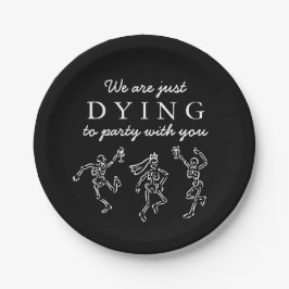 Plato De Papel Whimsical Hand Drawn Skeletons Halloween Party