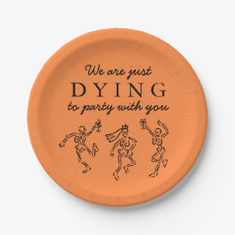 Plato De Papel Whimsical Hand Drawn Skeletons Halloween Party