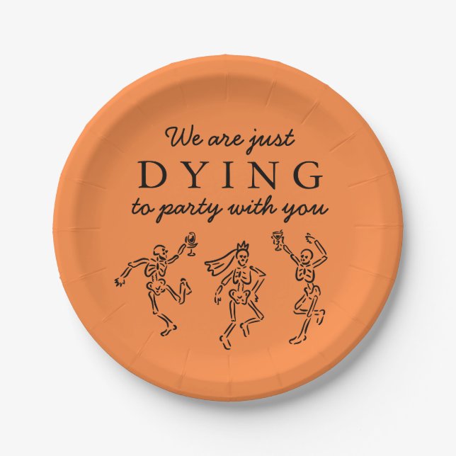 Plato De Papel Whimsical Hand Drawn Skeletons Halloween Party (Anverso)