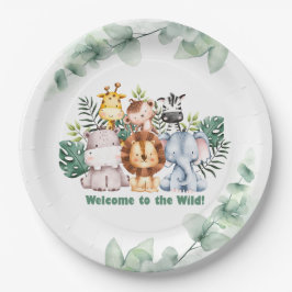 Plato De Papel Whimsical Jungle Safari Animal Birthday Invitation