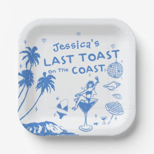 Plato De Papel Whimsical Last Toast Coast Beach Bachelorette