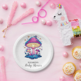 Plato De Papel Whimsical Magical Mushroom Baby Shower
