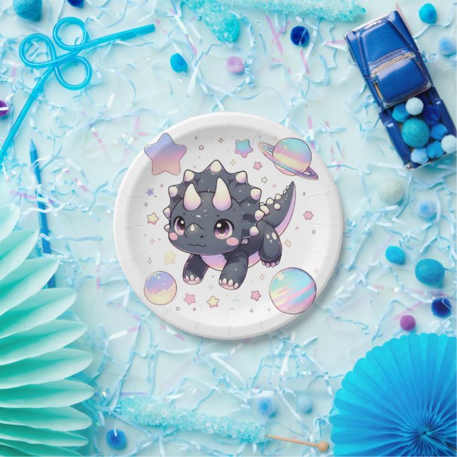 Plato De Papel Whimsical Majestic Dinosaur Baby Shower (Fiesta)