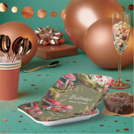 Plato De Papel Whimsical Mushroom Baby Shower