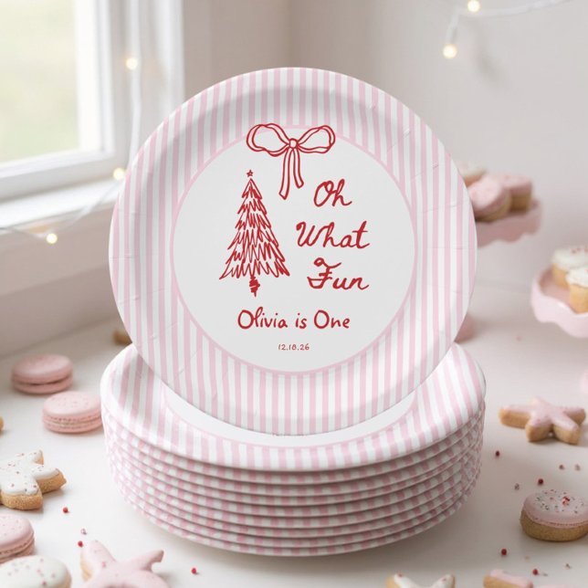 Plato De Papel Whimsical Oh What Fun Girl 1st Birthday Party (Subido por el creador)
