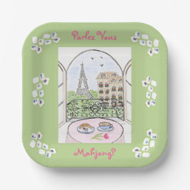 Plato De Papel Whimsical Paris and Eiffel Tower Parley MAHJONG